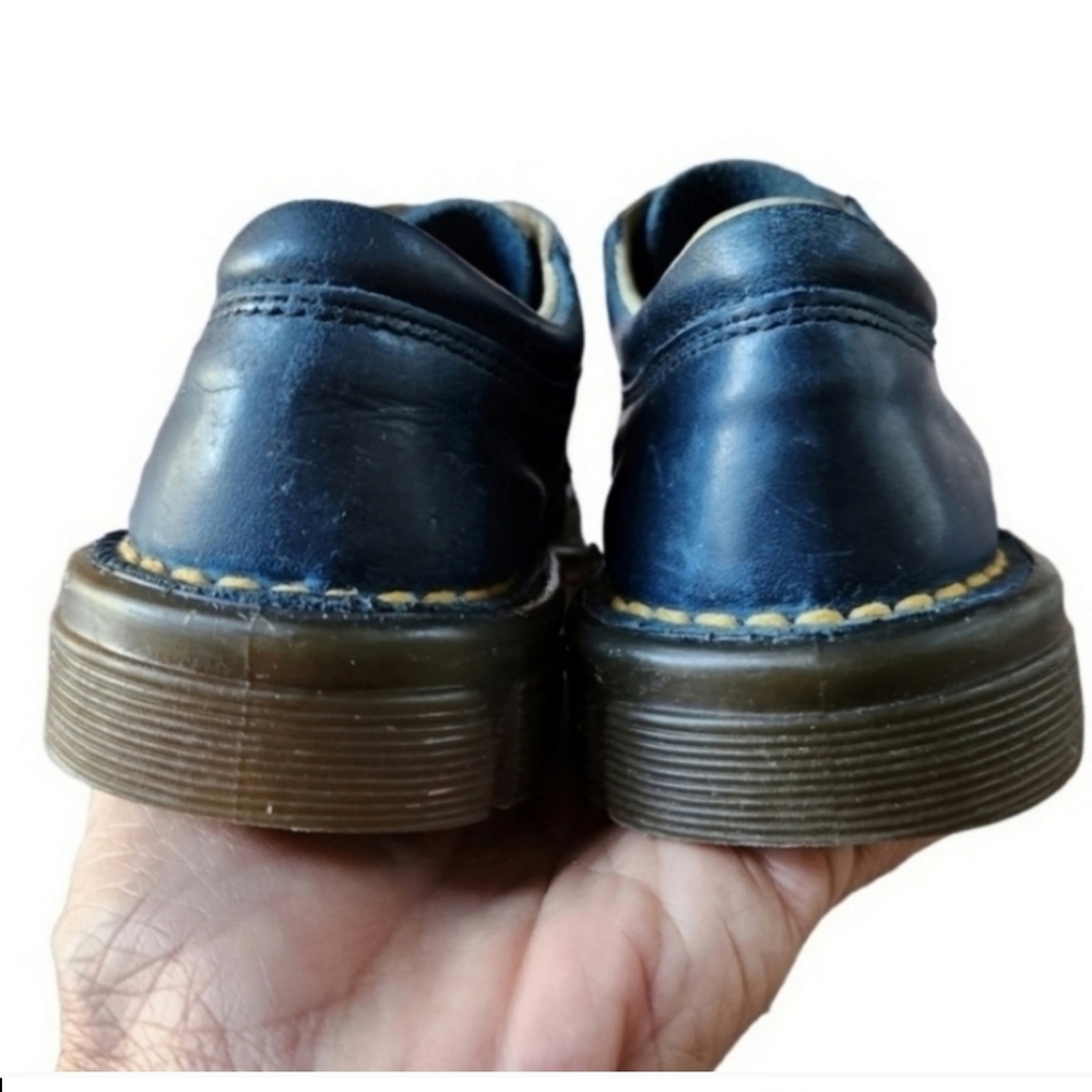 Vintage Dr Martens Made In England Shoe Boys Kids Size 8 Blue Leather Oxford - Picture 5 of 12